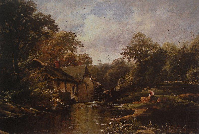 Theodore Fourmois Watermill in the Ardennes with angler china oil painting image